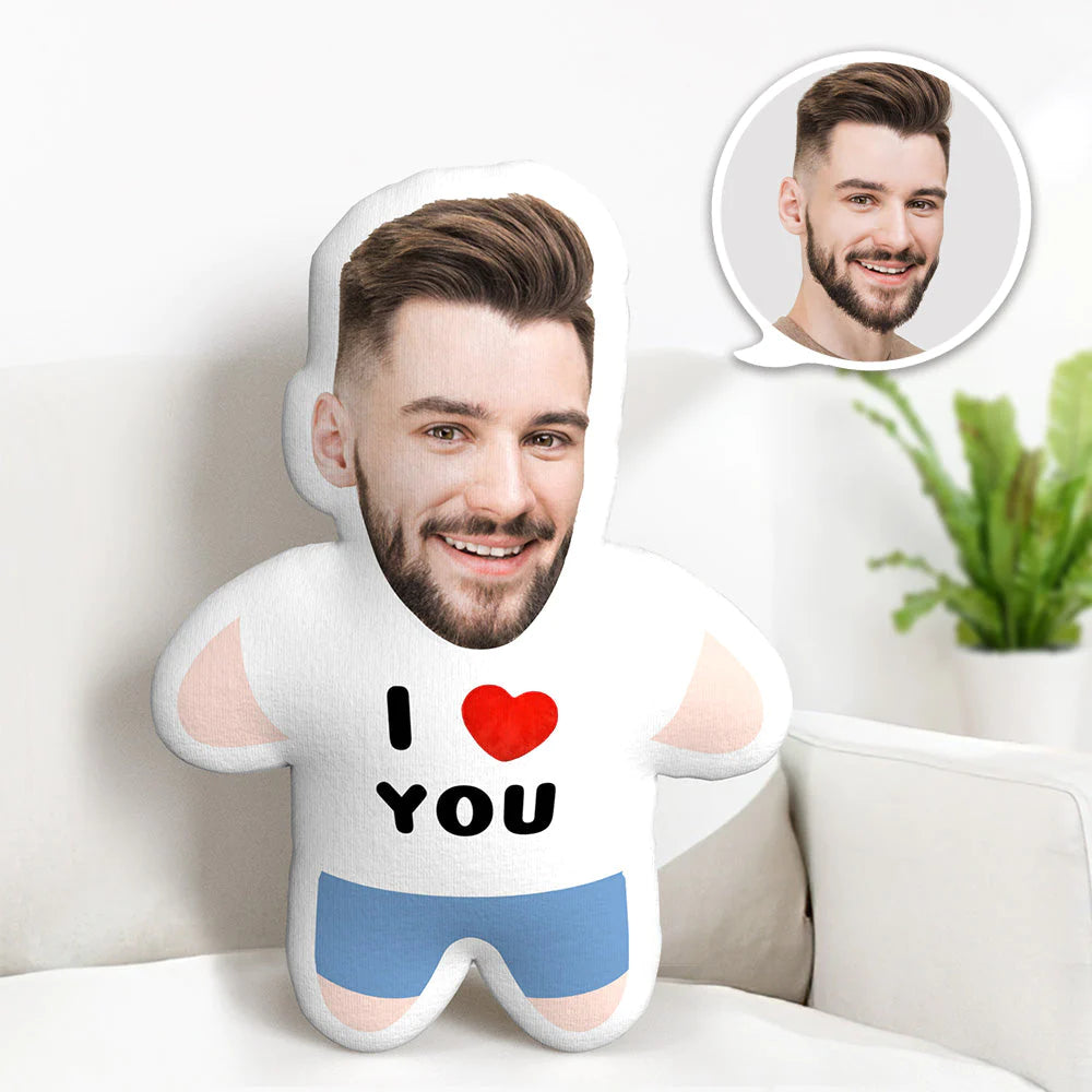 "I LOVE YOU" Kudde - Med Eget Foto (Höjd: 40 cm)